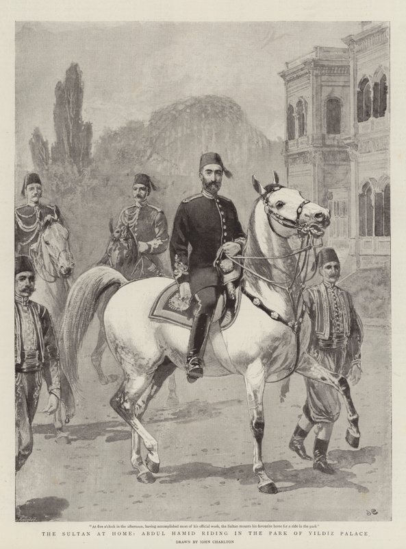 Der Sultan zu Hause, Abdul Hamid reitet im Park des Yildiz-Palastes von John Charlton