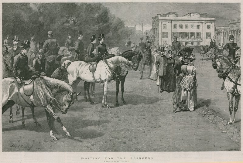 Warten auf die Prinzessin: eine Skizze in Rotton Row, Hyde Park, London von John Charlton