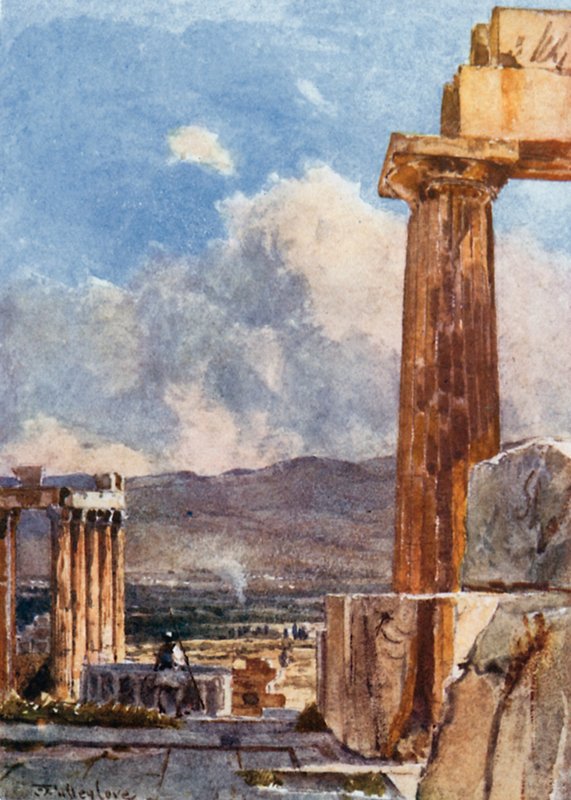 Die östliche Portikus des Erechtheion vom nördlichen Peristyl des Parthenon aus gesehen von John Fulleylove