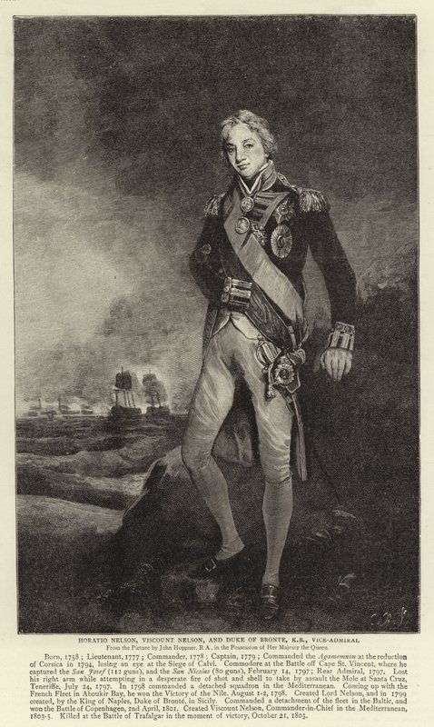 Horatio Nelson, Viscount Nelson und Herzog von Bronte, KB, Vizeadmiral von John Hoppner