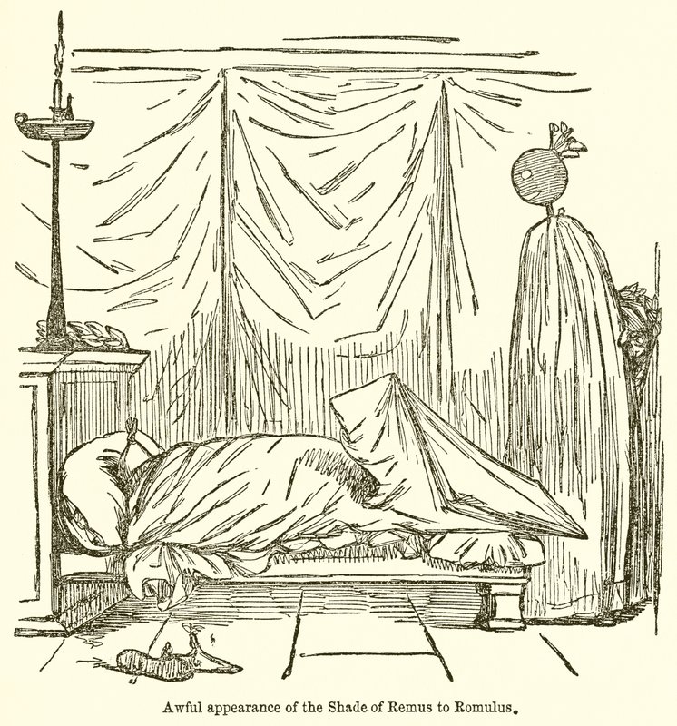 Schrecklicher Auftritt des Schattens von Remus zu Romulus von John Leech