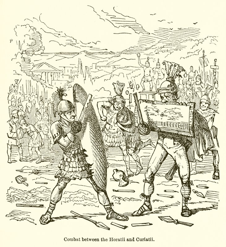 Kampf zwischen den Horatiern und den Kuratiern von John Leech