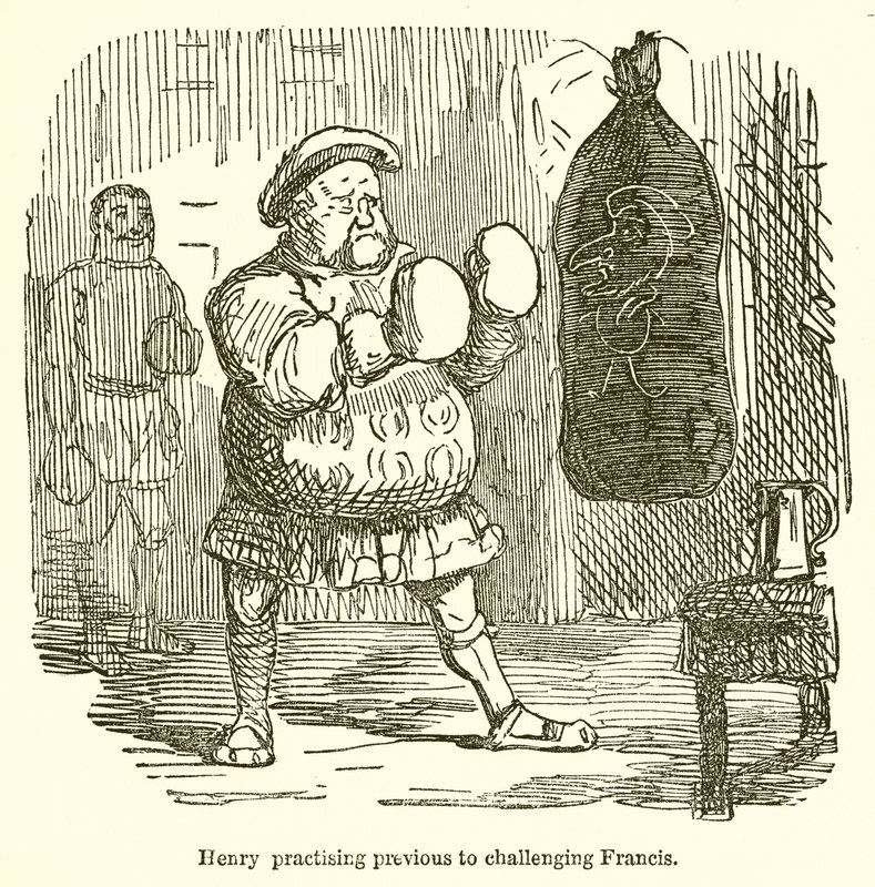 Henry übt vor der Herausforderung von Francis von John Leech