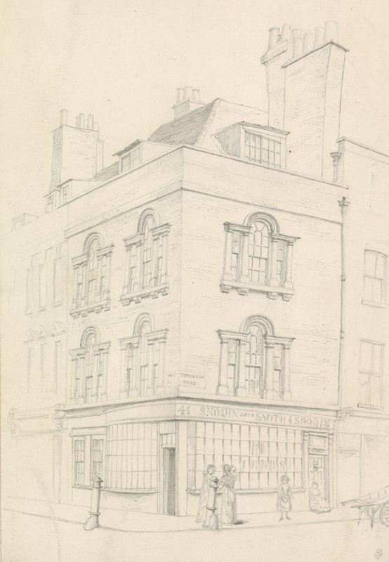 Haus an der Ecke Red Lion Street und Theobalds Road, gegenüber Lamb