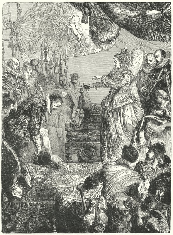 Sir Francis Drake erhält seinen Ritterschlag von Königin Elizabeth I., 1581 von John after Gilbert