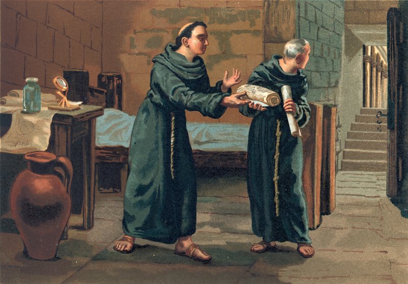 Roger Bacon sendet sein Magnum Opus an den Papst von Josep or Jose Planella Coromina