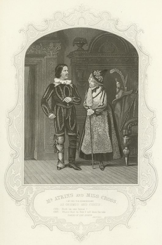 Mr. Atkins und Miss Cross (vom T R Birmingham) als Grumio und Curtis, Der Widerspenstigen Zähmung von Joseph Kenny Meadows