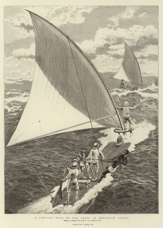 Ein Jangada-Rennen an der Küste Nordbrasiliens von Joseph Nash