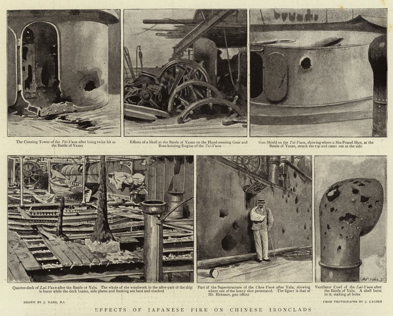 Auswirkungen des japanischen Feuers auf chinesische Panzerschiffe von Joseph Nash