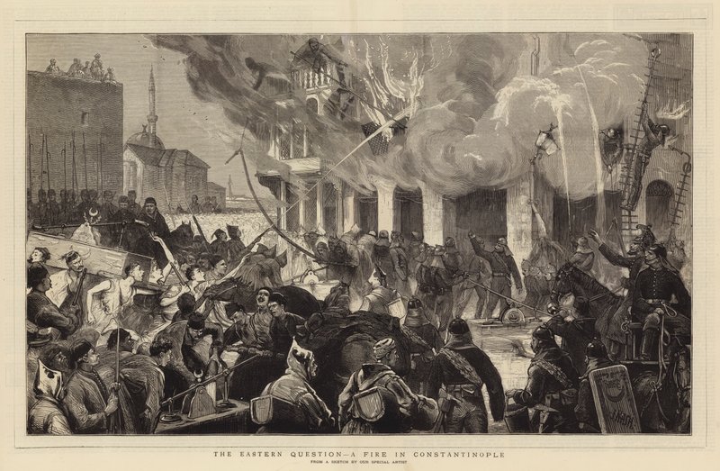 Die Orientfrage, ein Feuer in Konstantinopel von Joseph Nash