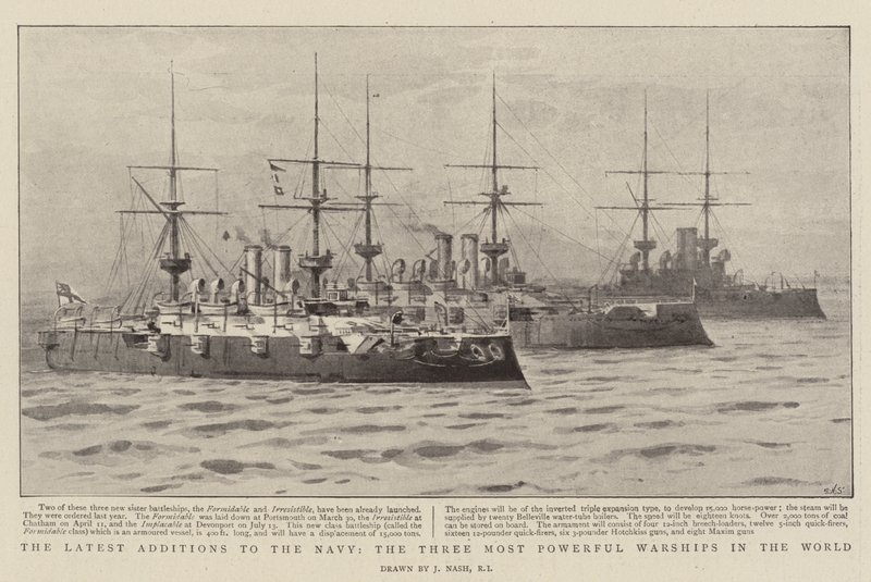 Die neuesten Ergänzungen zur Marine, die drei mächtigsten Kriegsschiffe der Welt von Joseph Nash