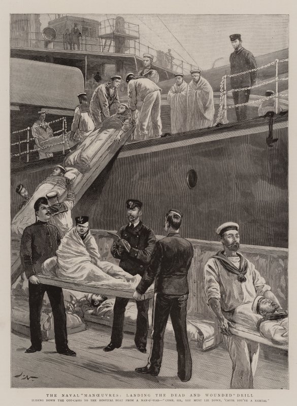 Die Marine-Manöver, Landung der Toten und Verwundeten Übung von Joseph Nash