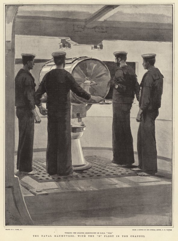 Die Marine-Manöver, mit der B-Flotte im Kanal von Joseph Nash