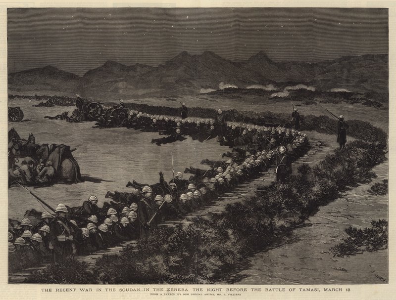 Der jüngste Krieg im Sudan, in der Zereba die Nacht vor der Schlacht von Tamasi, 13. März von Joseph Nash