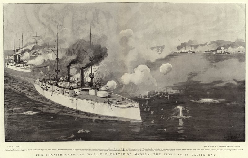 Der Spanisch-Amerikanische Krieg, die Schlacht von Manila, die Kämpfe in der Bucht von Cavite von Joseph Nash