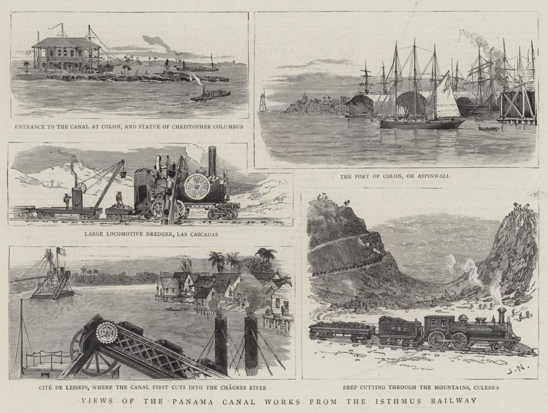Ansichten der Panama-Kanal-Arbeiten von der Isthmus-Eisenbahn von Joseph Nash