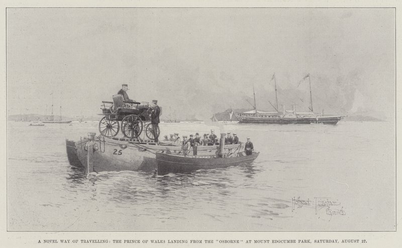 Eine neuartige Art zu reisen, der Prinz von Wales landet von der Osborne im Mount Edgcumbe Park, Samstag, 27. August von Joseph Holland Tringham