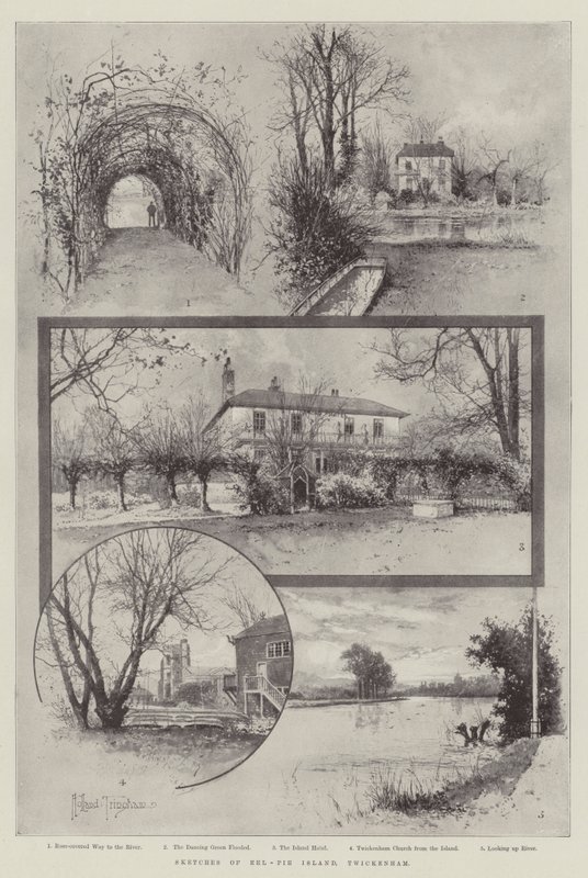Skizzen von Eel-Pie Island, Twickenham von Joseph Holland Tringham