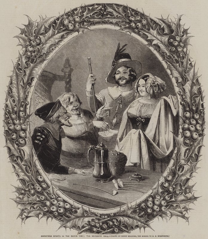 Weihnachtssport in alten Zeiten, die Dienerhalle von Joseph Kenny Meadows