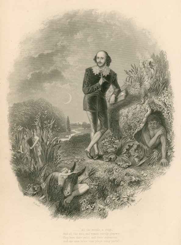 Porträt von Shakespeare mit verschiedenen seiner Kreationen von Joseph Kenny Meadows
