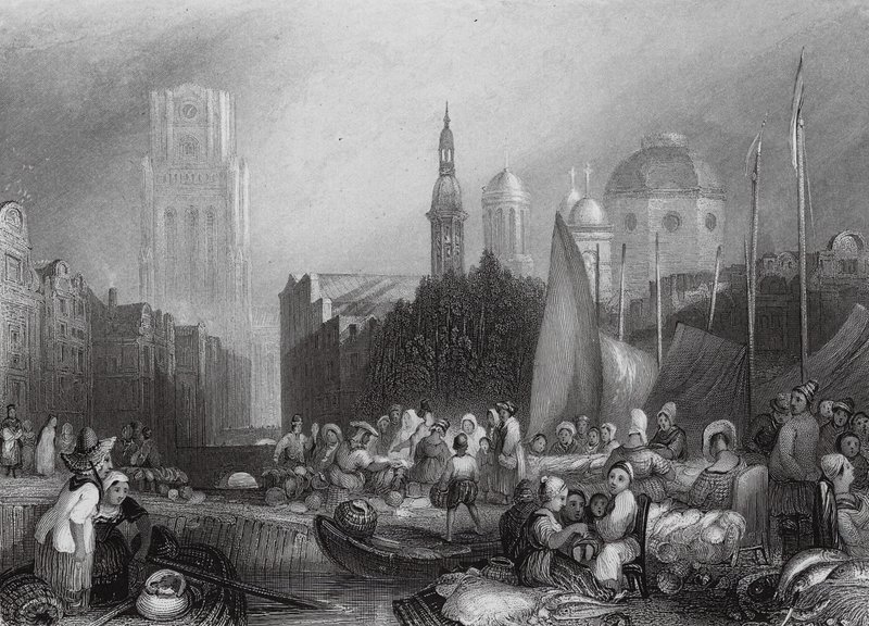 Fischmarkt, Rotterdam von Joseph Mallord William (after) Turner
