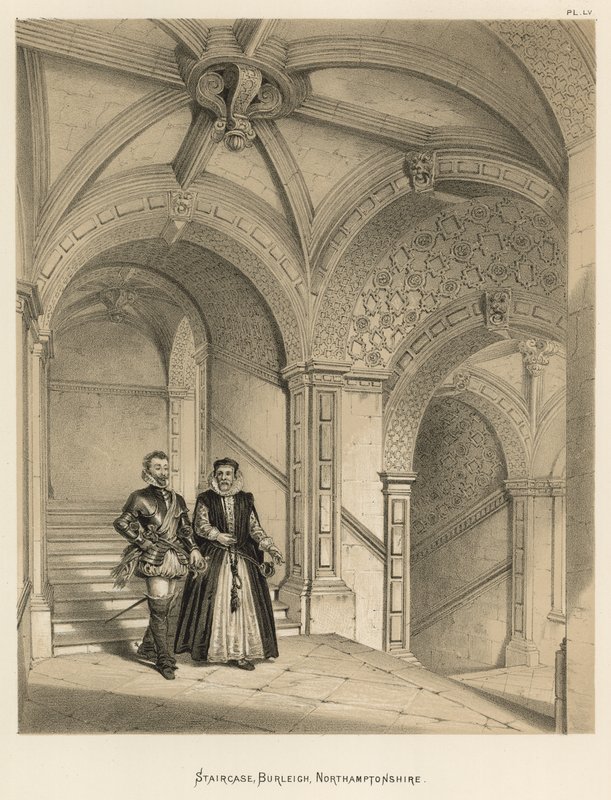 Treppe, Burleigh, Northamptonshire von Joseph Nash