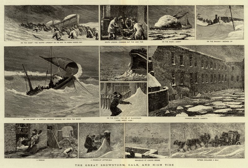 Der große Schneesturm, Sturm und Flut von Joseph Nash