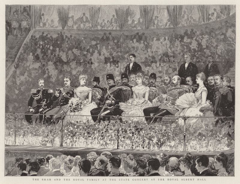 Der Schah und die königliche Familie beim Staatskonzert in der Royal Albert Hall von Joseph Nash