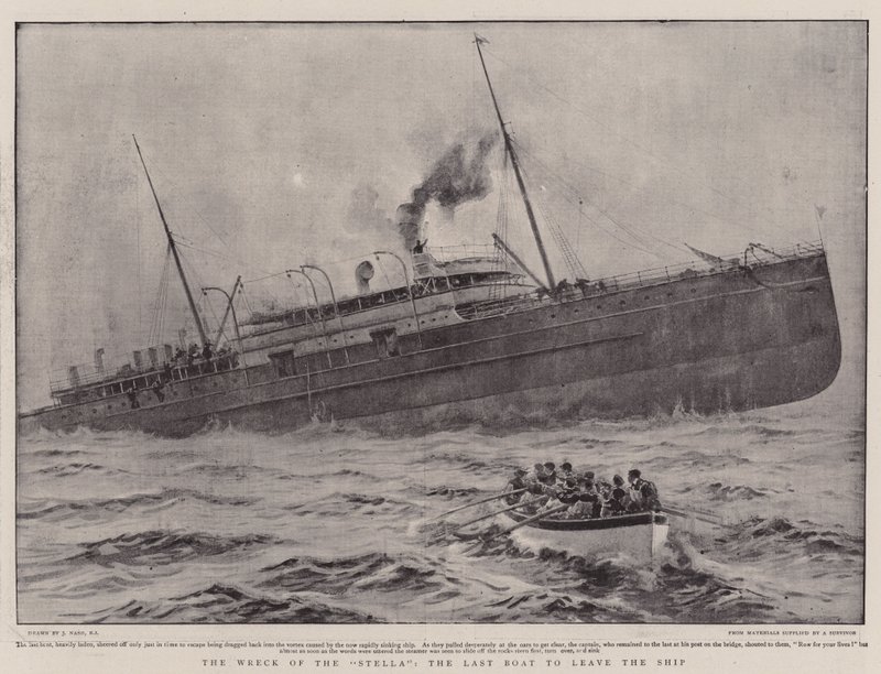 Das Wrack der Stella, das letzte Boot verlässt das Schiff von Joseph Nash