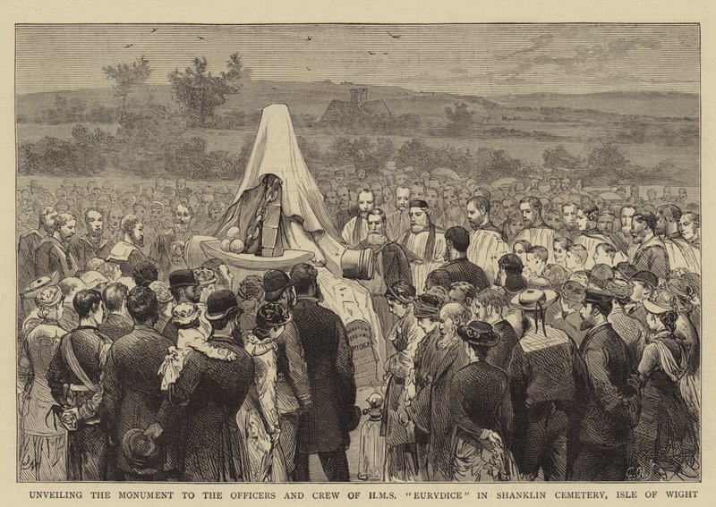 Enthüllung des Denkmals für die Offiziere und Besatzung der HMS Eurydice auf dem Friedhof von Shanklin, Isle of Wight von Joseph Nash