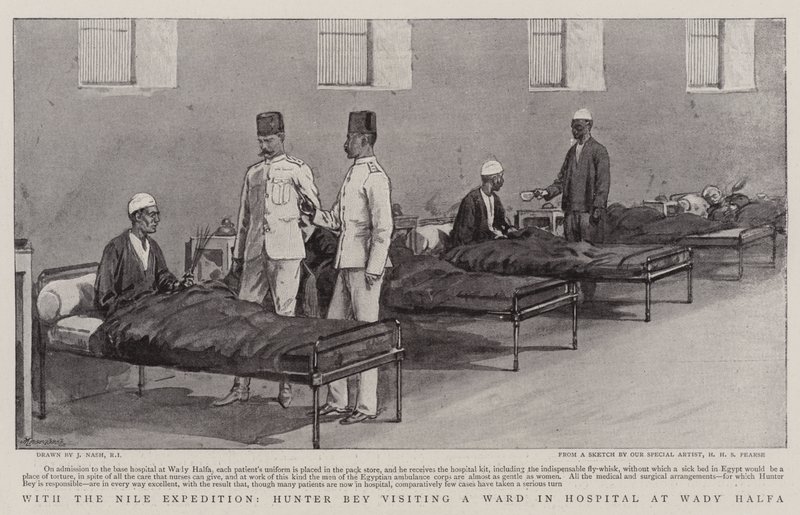 Mit der Nil-Expedition, Hunter Bey besucht eine Station im Krankenhaus von Wady Halfa von Joseph Nash