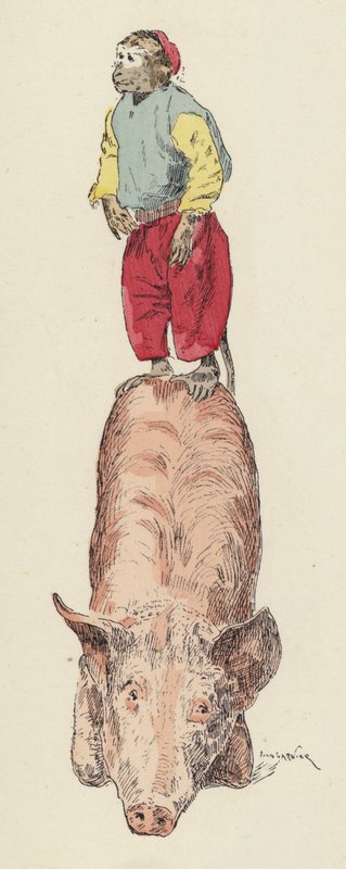 Affe reitet auf einem Schwein von Jules Arsene (after) Garnier