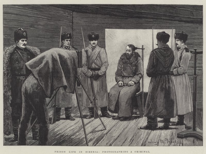 Gefängnisleben in Sibirien, einen Verbrecher fotografieren von Julius Mandes Price