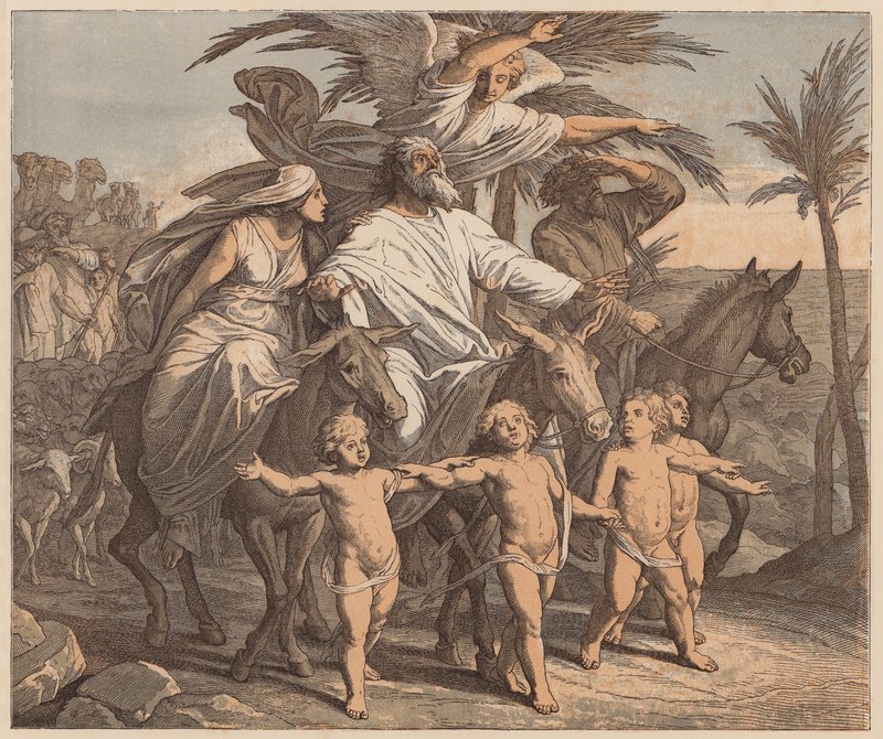 Abraham betrachtet das Gelobte Land, Genesis, XII, 7 von Julius (after) Schnorr von Carolsfeld