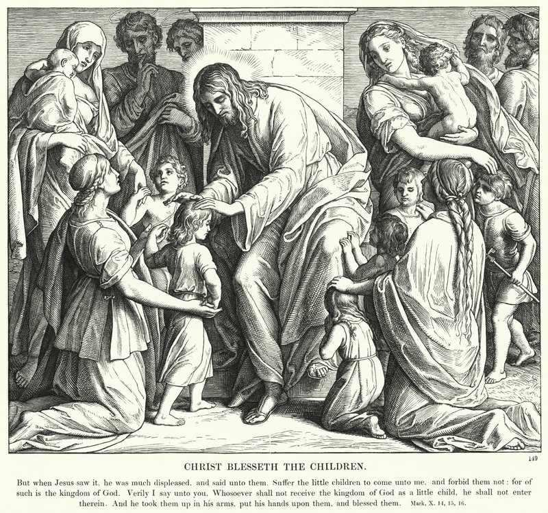 Christus segnet die Kinder (Gravur) von Julius (after) Schnorr von Carolsfeld