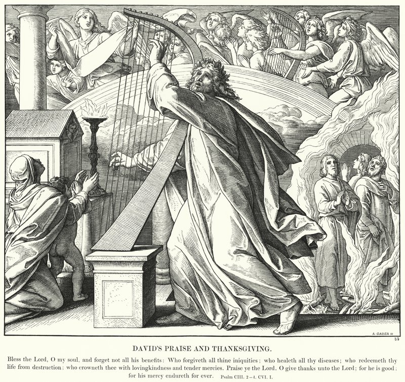 Davids Lob und Dank (Gravur) von Julius (after) Schnorr von Carolsfeld