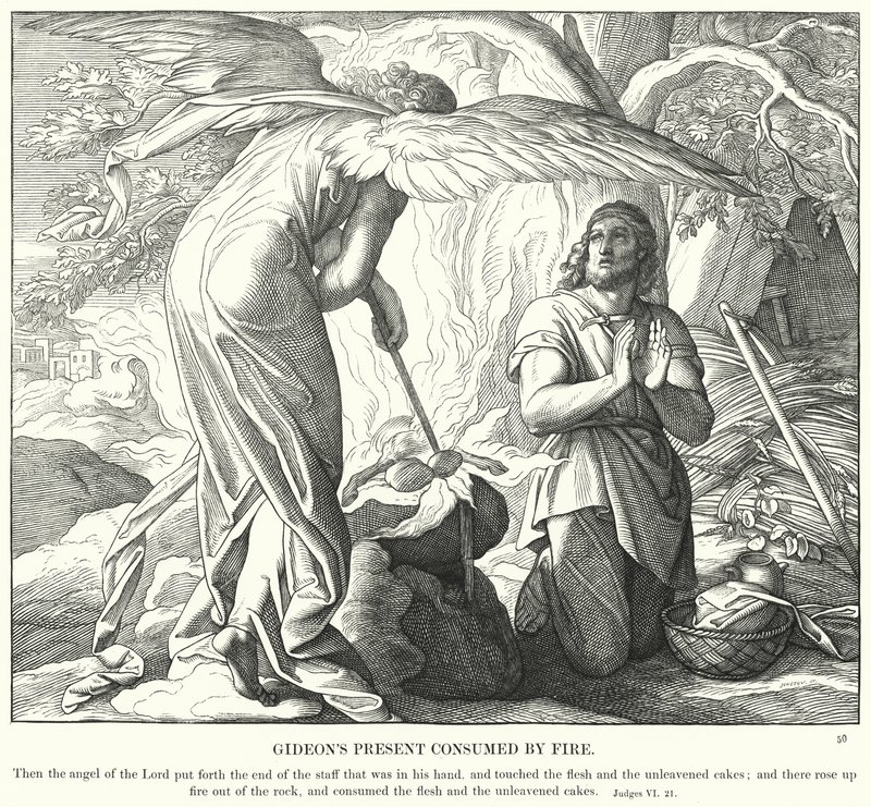 Gideons Geschenk wird vom Feuer verzehrt (Gravur) von Julius (after) Schnorr von Carolsfeld