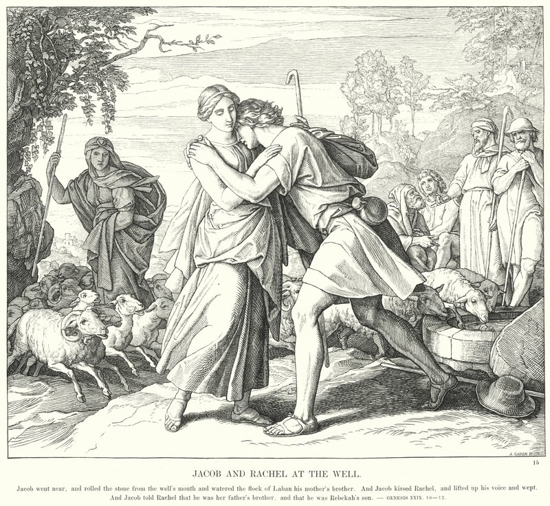 Jakob und Rahel am Brunnen von Julius (after) Schnorr von Carolsfeld