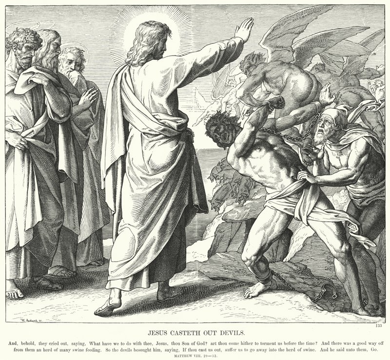 Jesus treibt Dämonen aus von Julius (after) Schnorr von Carolsfeld