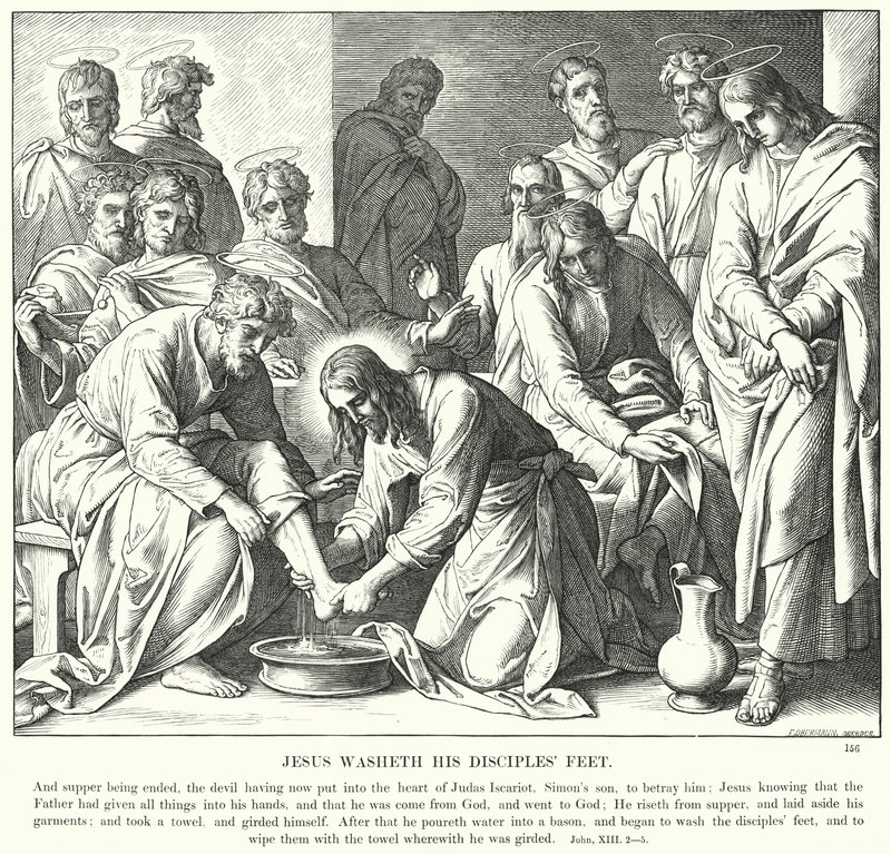 Jesus wäscht die Füße seiner Jünger (Stich) von Julius (after) Schnorr von Carolsfeld