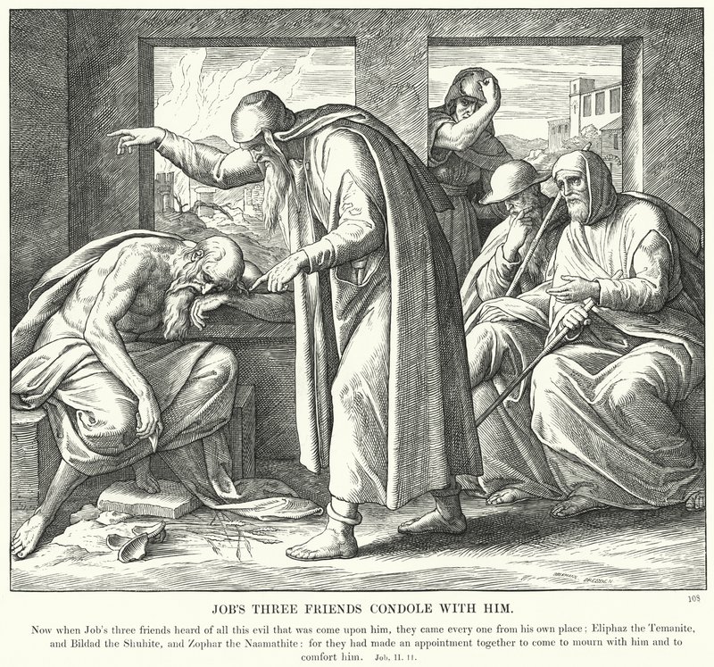 Hiobs drei Freunde trösten ihn von Julius (after) Schnorr von Carolsfeld