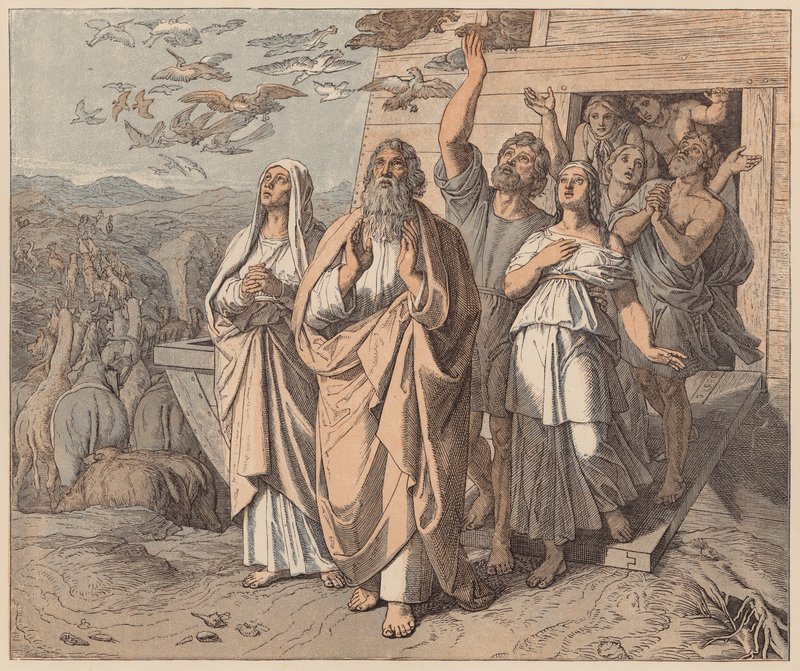Noah und seine Familie verlassen die Arche, Genesis, VIII von Julius (after) Schnorr von Carolsfeld