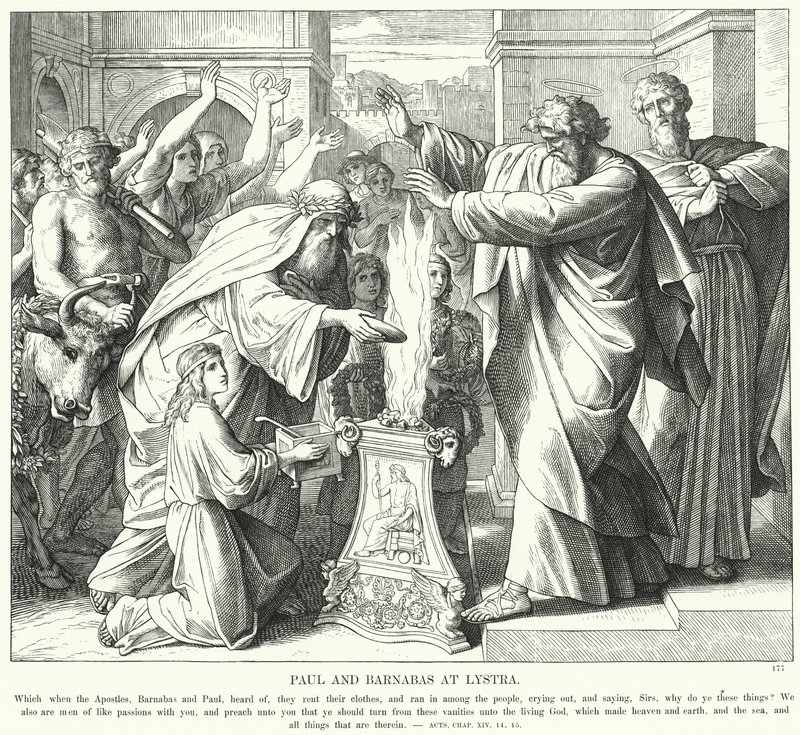 Paulus und Barnabas in Lystra von Julius (after) Schnorr von Carolsfeld
