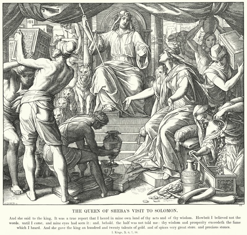 Der Besuch der Königin von Saba bei Salomo (Gravur) von Julius (after) Schnorr von Carolsfeld