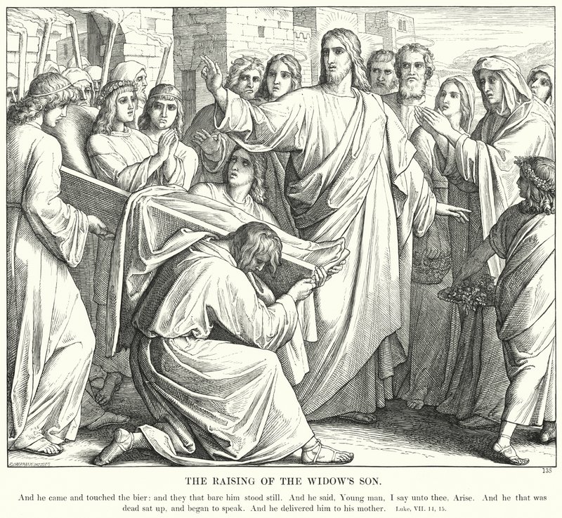 Die Auferweckung des Sohnes der Witwe (Gravur) von Julius (after) Schnorr von Carolsfeld