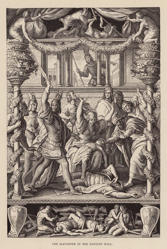 Das Gemetzel im Bankettsaal von Julius (after) Schnorr von Carolsfeld
