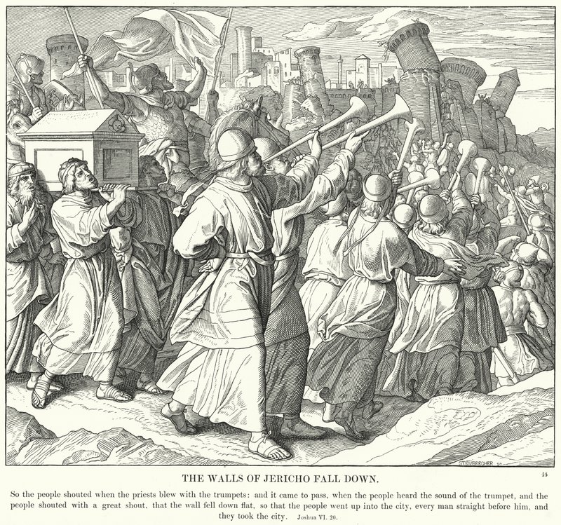 Die Mauern von Jericho fallen von Julius (after) Schnorr von Carolsfeld