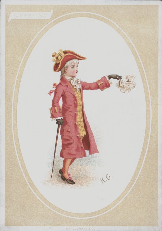 Junge im roten Anzug, der ein Taschentuch schwenkt von Kate (after) Greenaway