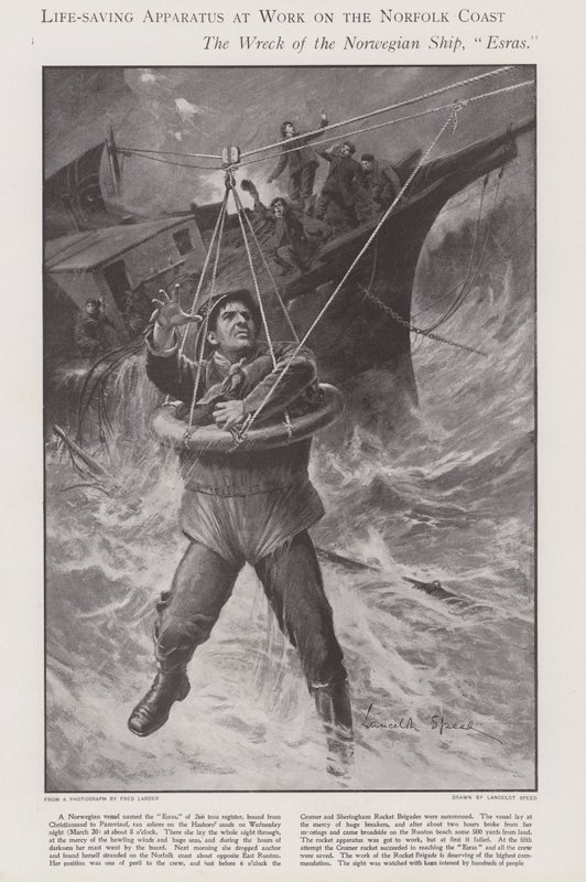 Rettungsapparat im Einsatz an der Küste von Norfolk von Lancelot Speed