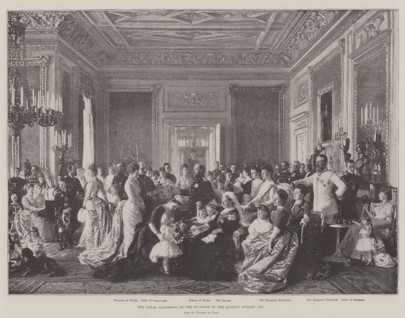 Die königliche Versammlung anlässlich des Jubiläums der Königin, 1887 von Laurits Regner Tuxen